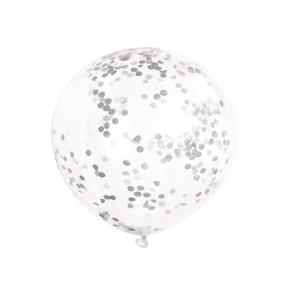 Pack of 6 Clear Latex Balloons with Silver Confetti 12