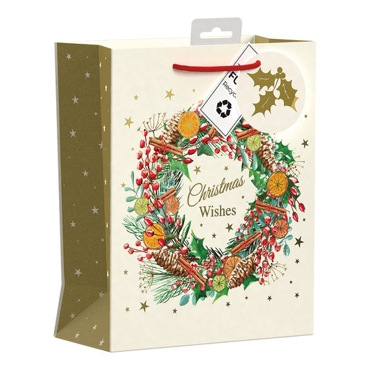 Christmas Wreath Design Medium Christmas Gift Bag