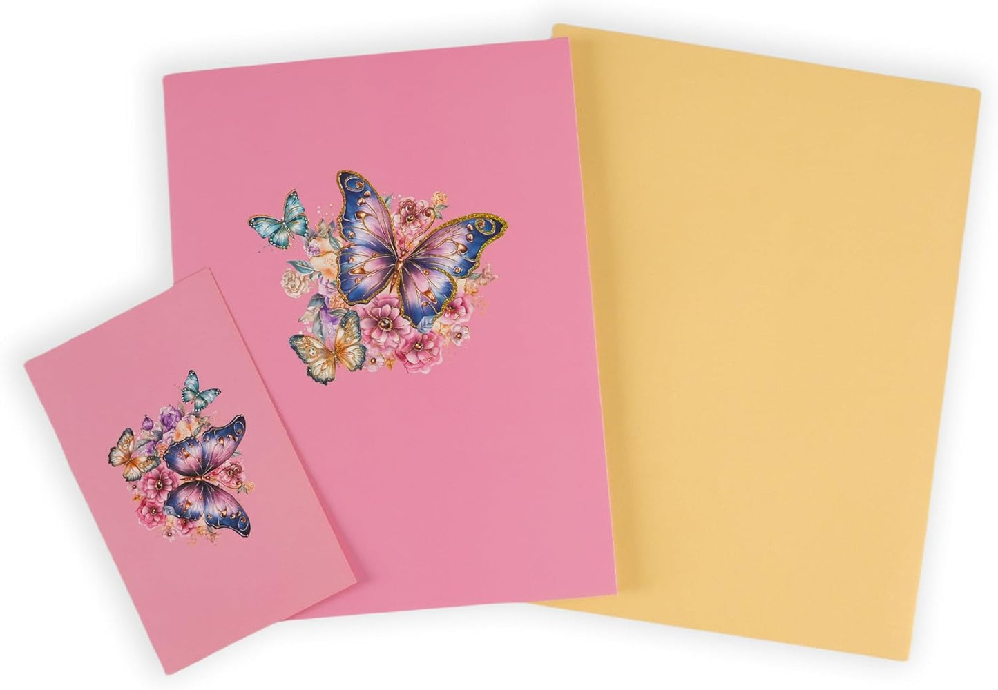 Fluttering Wishes Hot Stamped Pink Butterfly 3D Pop Up Greeting Card