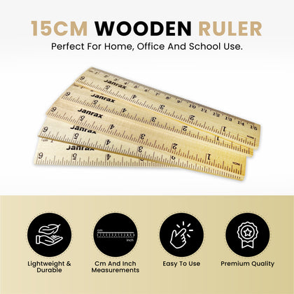 Pack of 24 15cm Wooden Rulers by Janrax