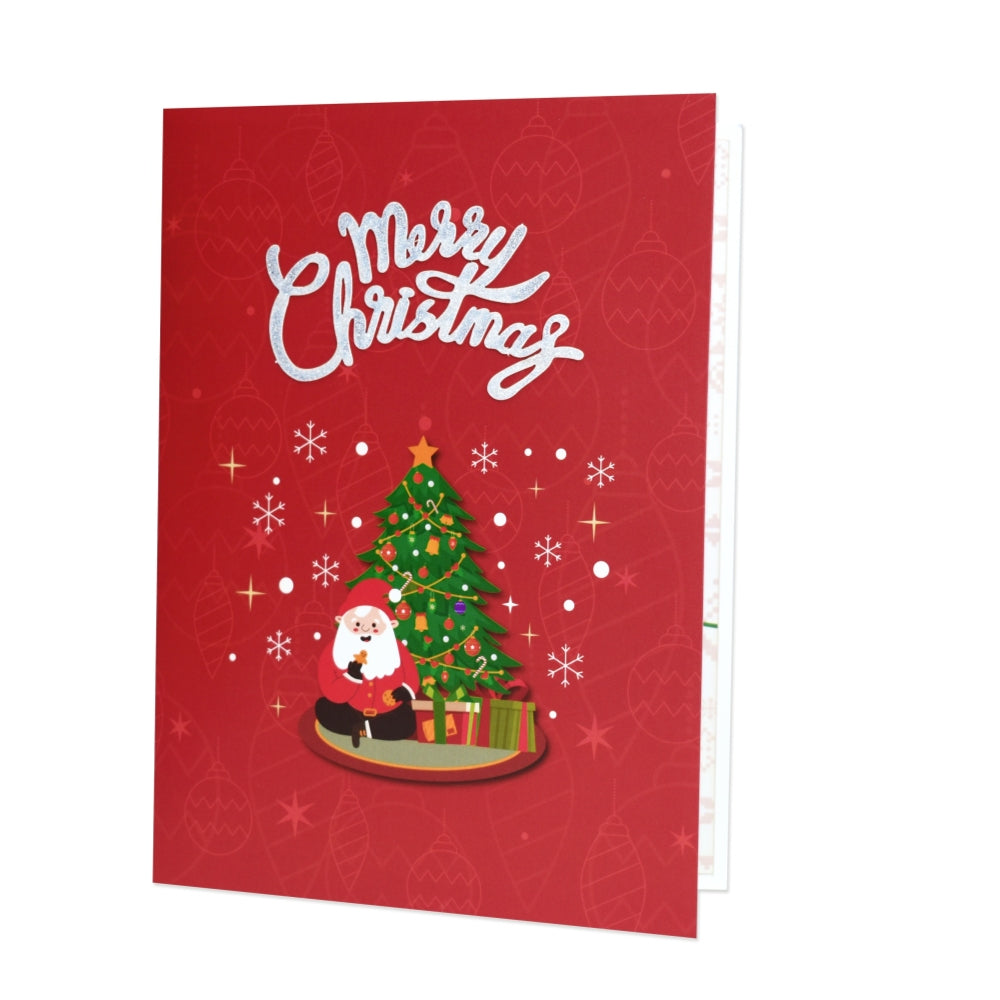 Festive Scene Xmas Tree and Santa Claus 3D Pop Up Christmas Card