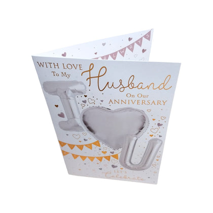 With Love To My Husband Happy Anniversary Balloon Boutique Greeting Card