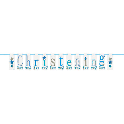 7ft Blue Bunting Christening Block Banner