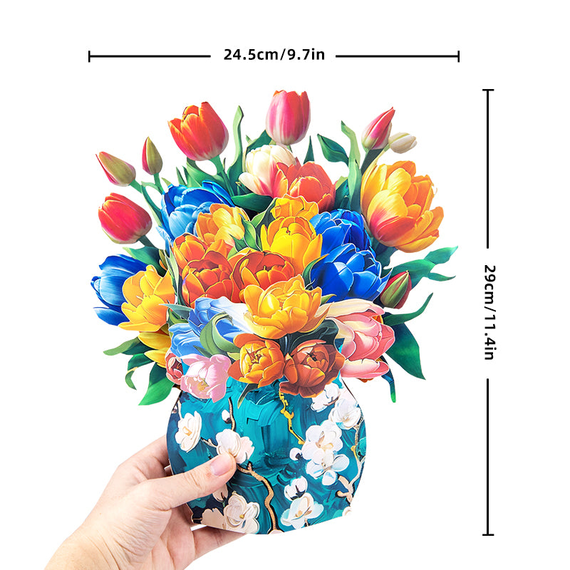 Tulip Harmony 3D Pop Up Vase Greeting Card