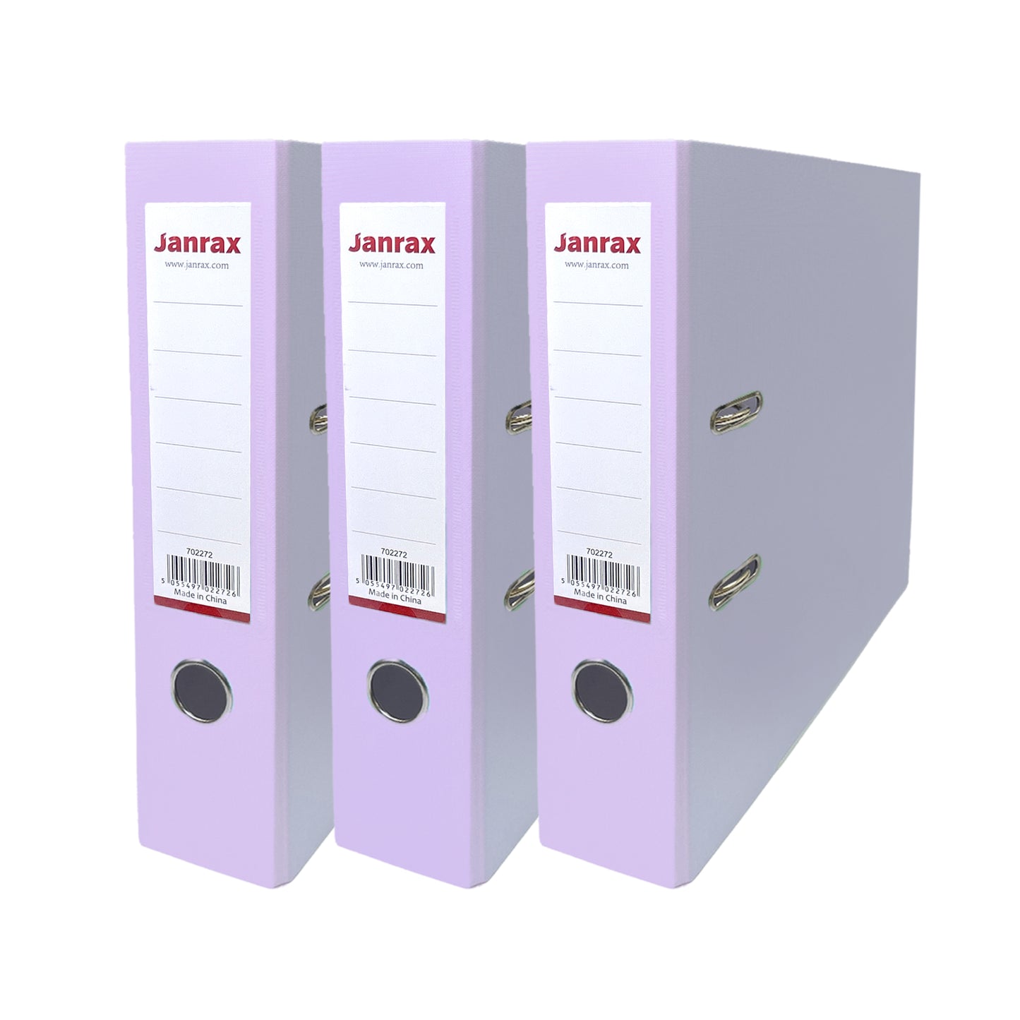 Pack of 3 A4 Pastel Purple Paperbacked Lever Arch Files by Janrax
