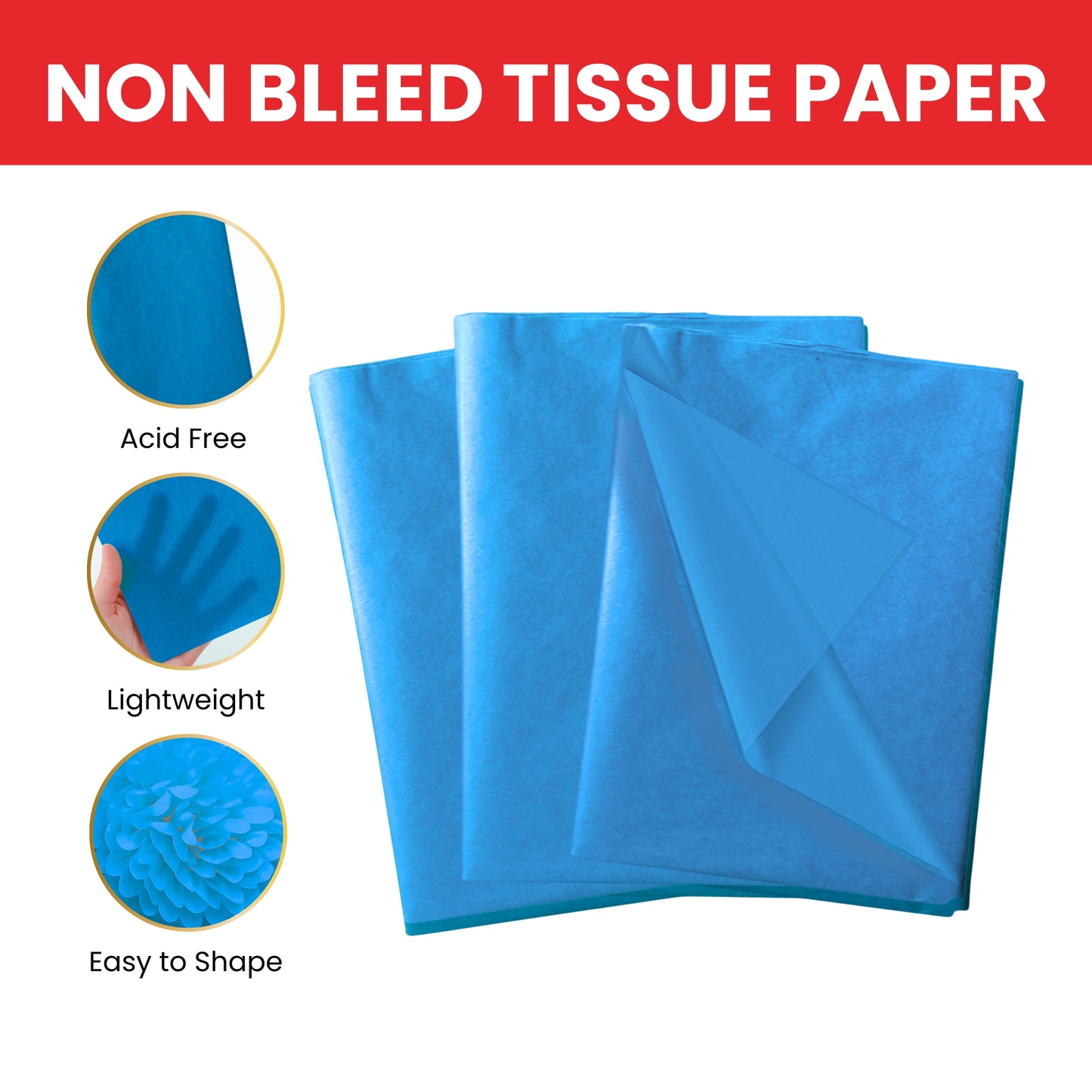 Pack of 30 Blue Acid Free 50 x 70cm Tissue Paper Sheets