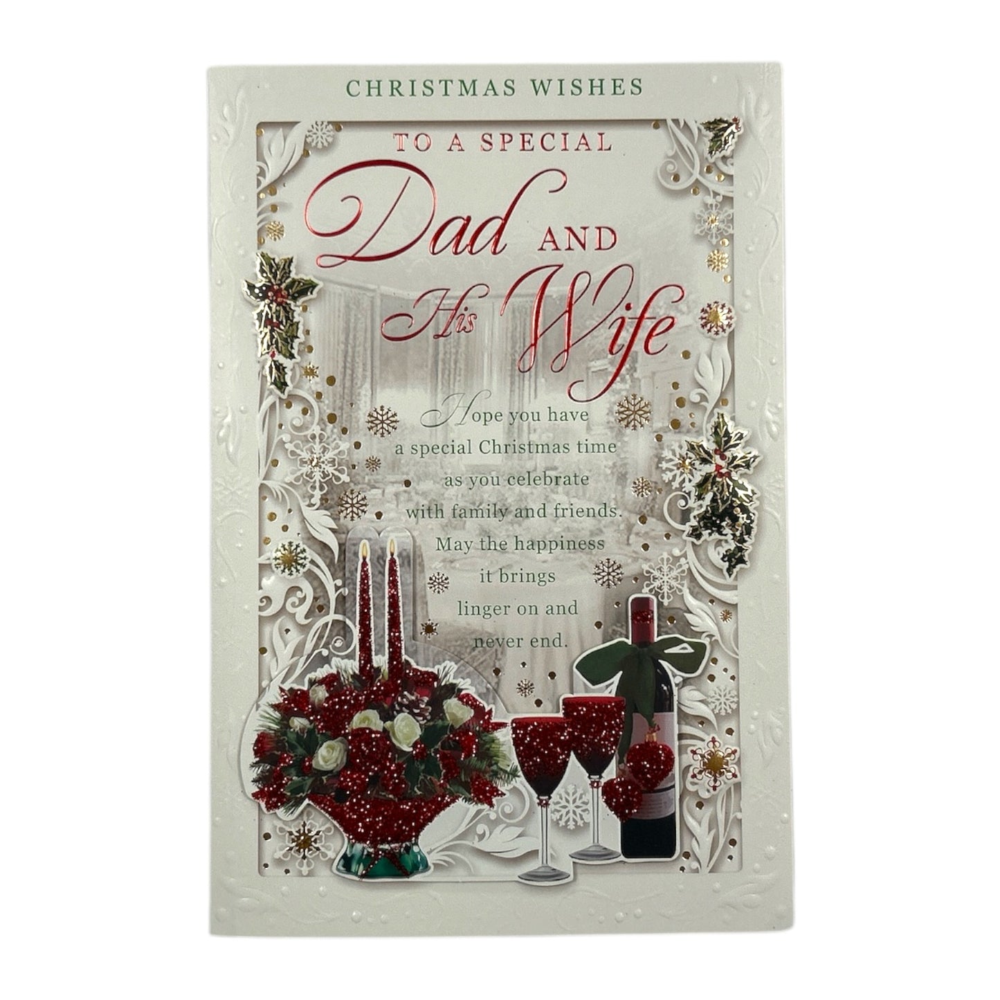 To a Special Dad and His Wife Festive Classic Design Christmas Card