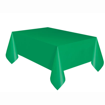 Emerald Green Solid Rectangular Plastic Table Cover, 54