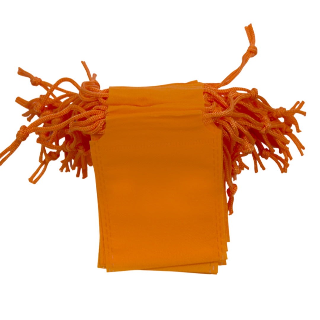 Pack of 100 Orange Coloured 12x9cm Non-Woven Drawstring Bags