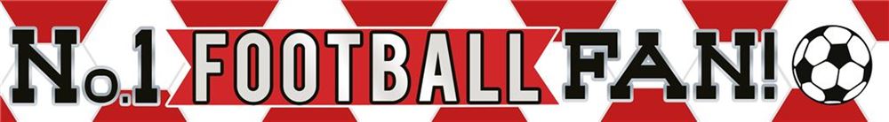 "No 1 FOOTBALL FAN!" 2.7m Red and White Football Banner	
