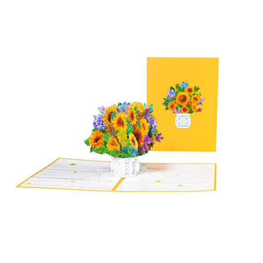Sunflower Joyful Blossoms Pop-Up Greeting Card - Mother's Day Congratulations Thank You Birthday