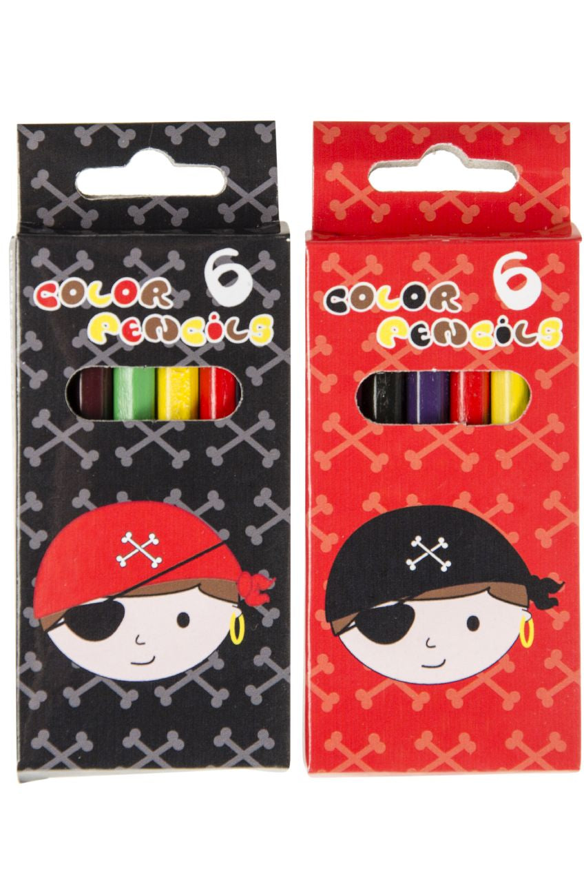 6 Pieces Pirate Design Colored Pencils 9cm
