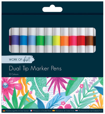 Pack of 12 Double Ended Felt Tip Marker Pens