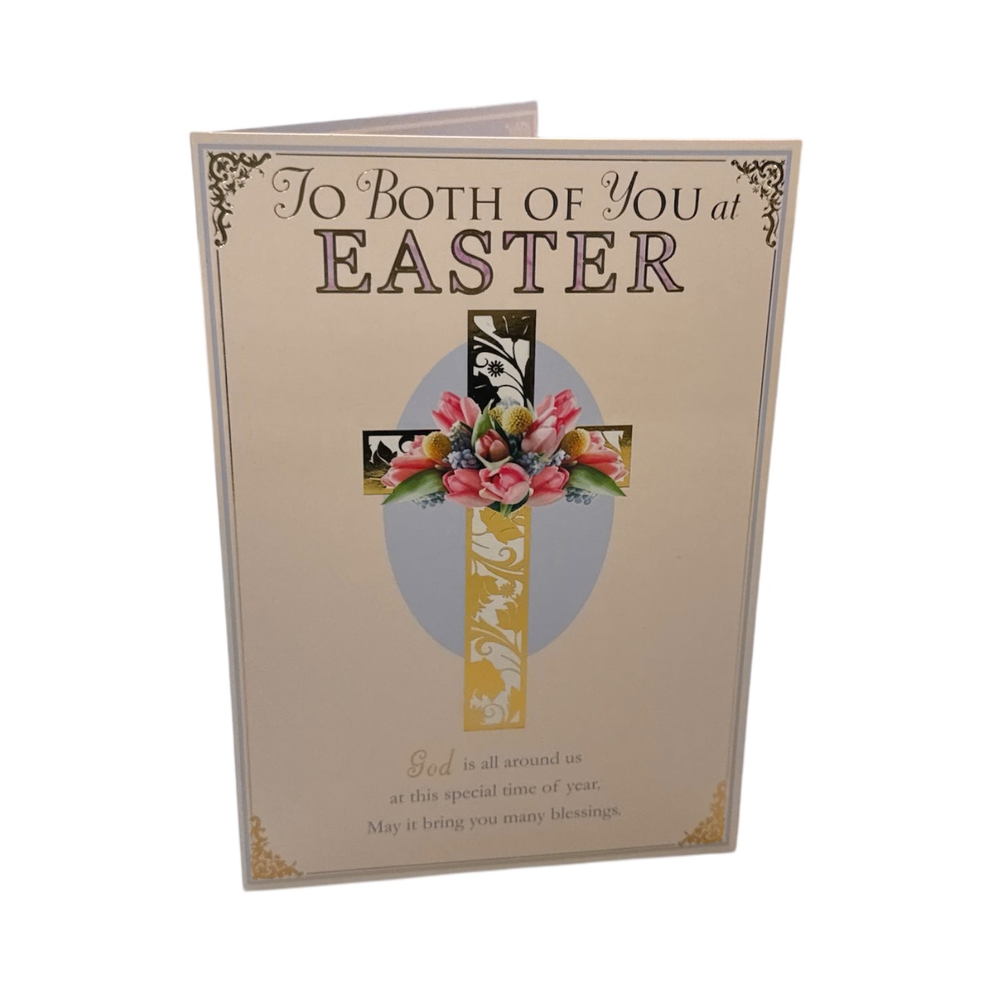 To Both Of You Pink Floral Cross Design Easter Card