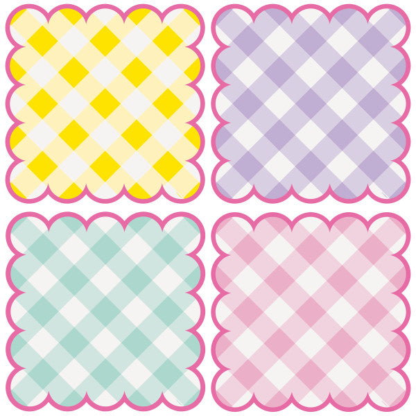 Pack of 8 Pastel Gingham Scalloped Placemats Choice Wholesale