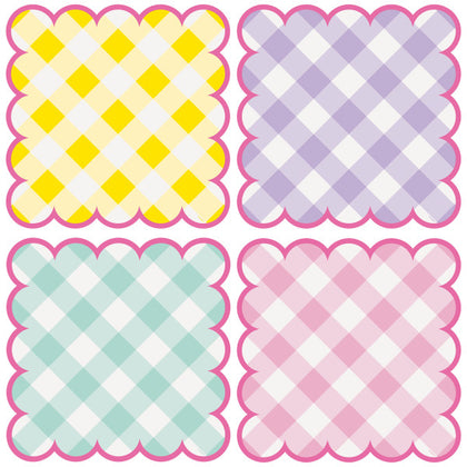 Pack of 8 Pastel Gingham Scalloped Placemats