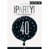 Birthday Glitz Black & Silver Number 40 Round Foil Balloon 18"