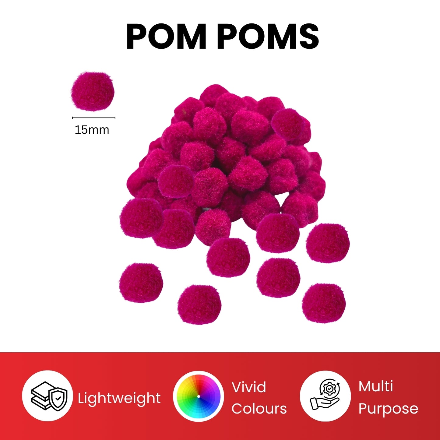 Pack of 500 Grey Pom Poms 1.5cm – Soft Fluffy Craft Balls