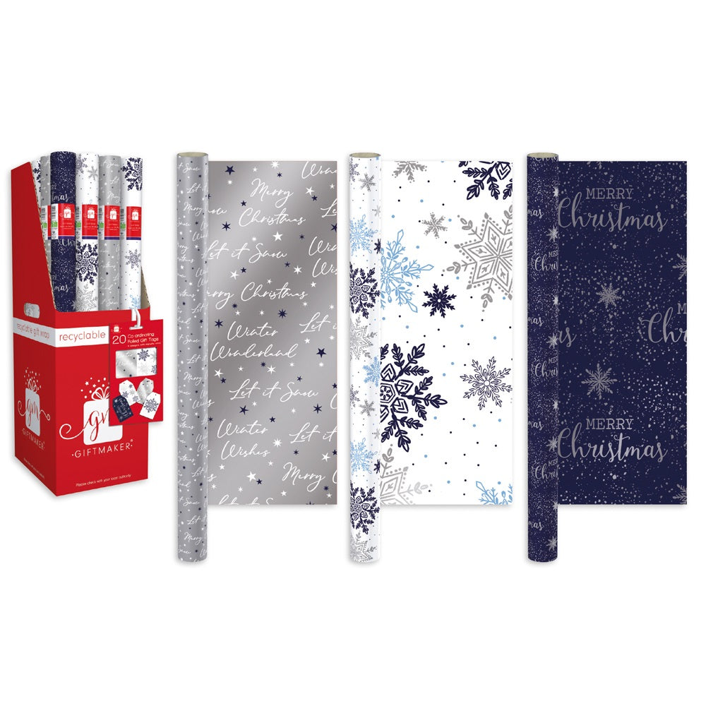 Single Midnight Blue Christmas Wrap Roll 4m x 69cm