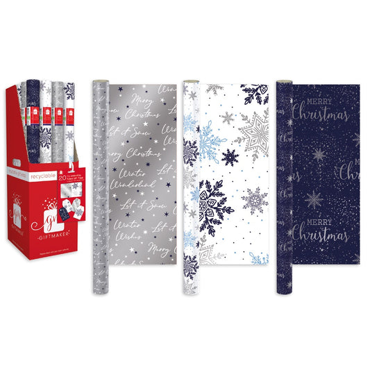 Single Midnight Blue Christmas Wrap Roll 4m x 69cm