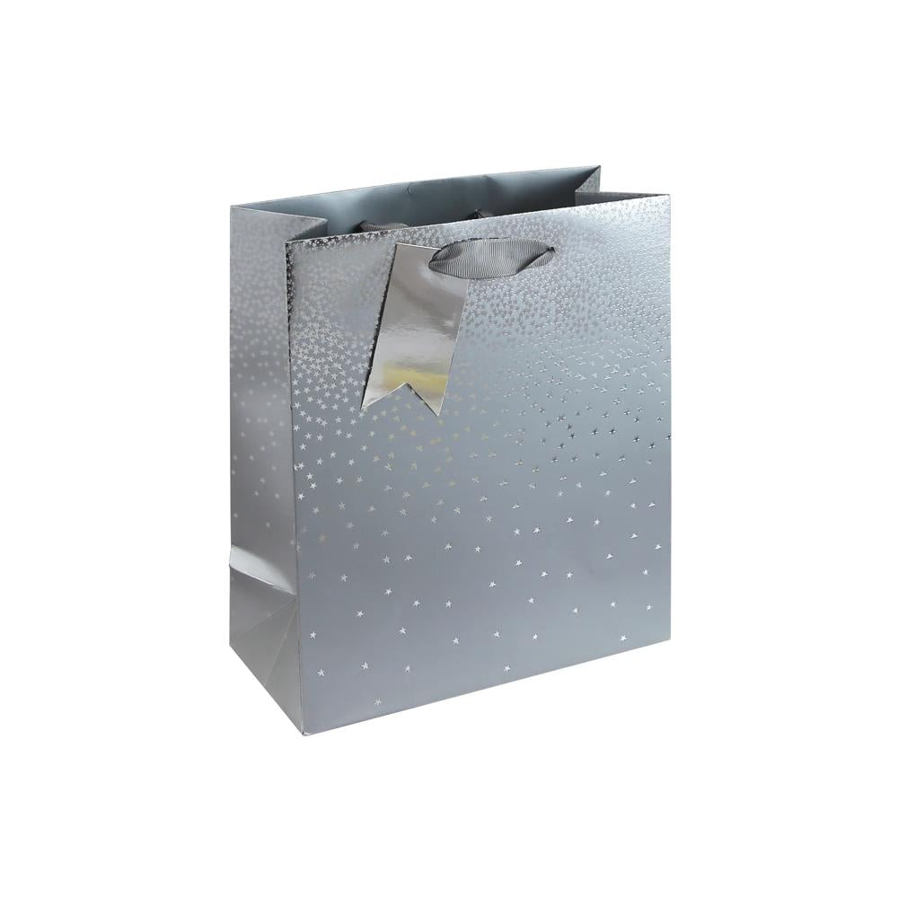 Pack of 6 Silver Ombre Medium Christmas Gift Bags