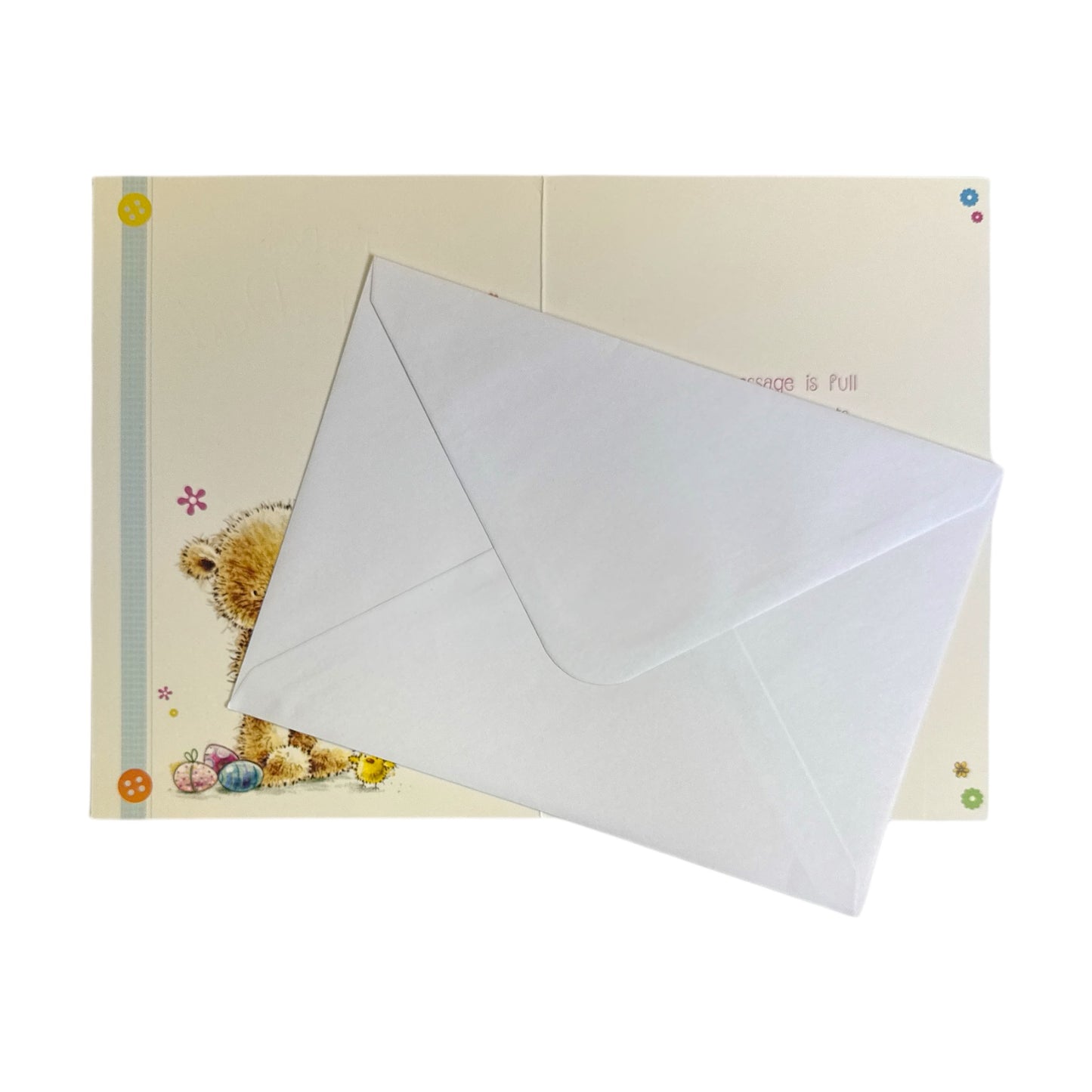 To Dear Mum And Dad  Cute Teddy Holding Tulip Flowers Design Easter Card