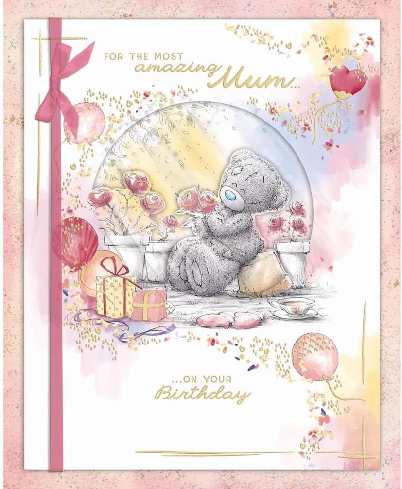Bear Sat On Plant Plot By Flowers Amazing Mum Boxed Handmade Birthday Card