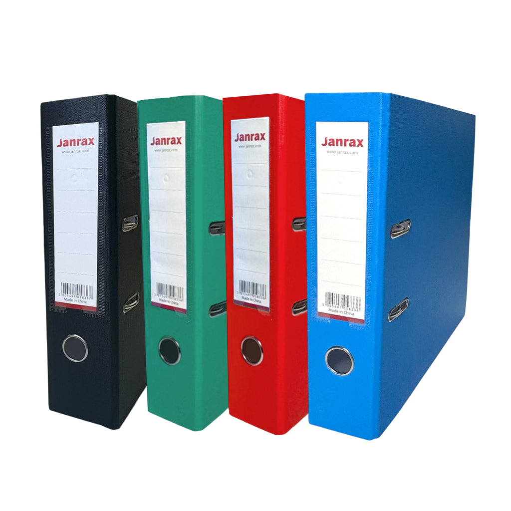 Pack of 4 A4 Lever Arch Files Paperbacked – 70mm Spine, 2 Ring Mechani ...