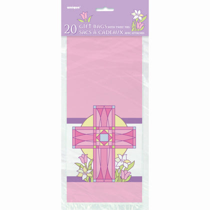 Pack of 20 Sacred Cross Pink Cellophane Bags