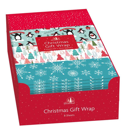 Pack of 8 Sheets of Christmas Gift Warp