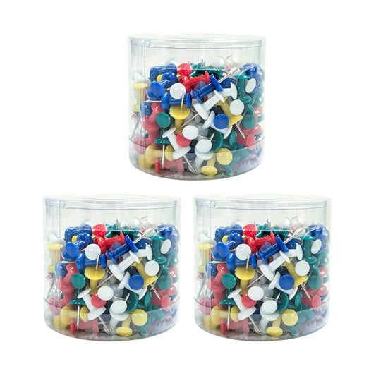 Pack of 600 Assorted Coloured Push Pins in Tub