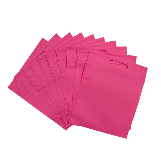 Pack of 100 Pink Coloured 30x25cm Non-Woven Patch Handle Bags