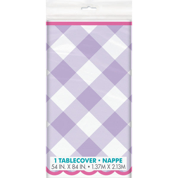 54" x 84" Pastel Gingham Rectangular Plastic Table Cover