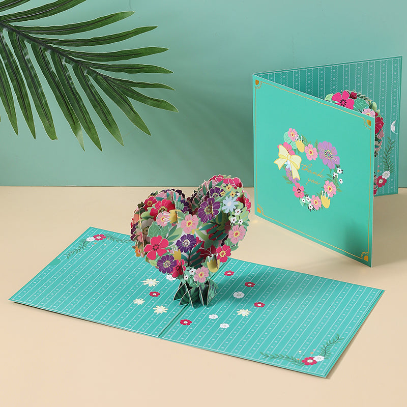Floral Heart Wreath 3D Pop Up Thank You Card