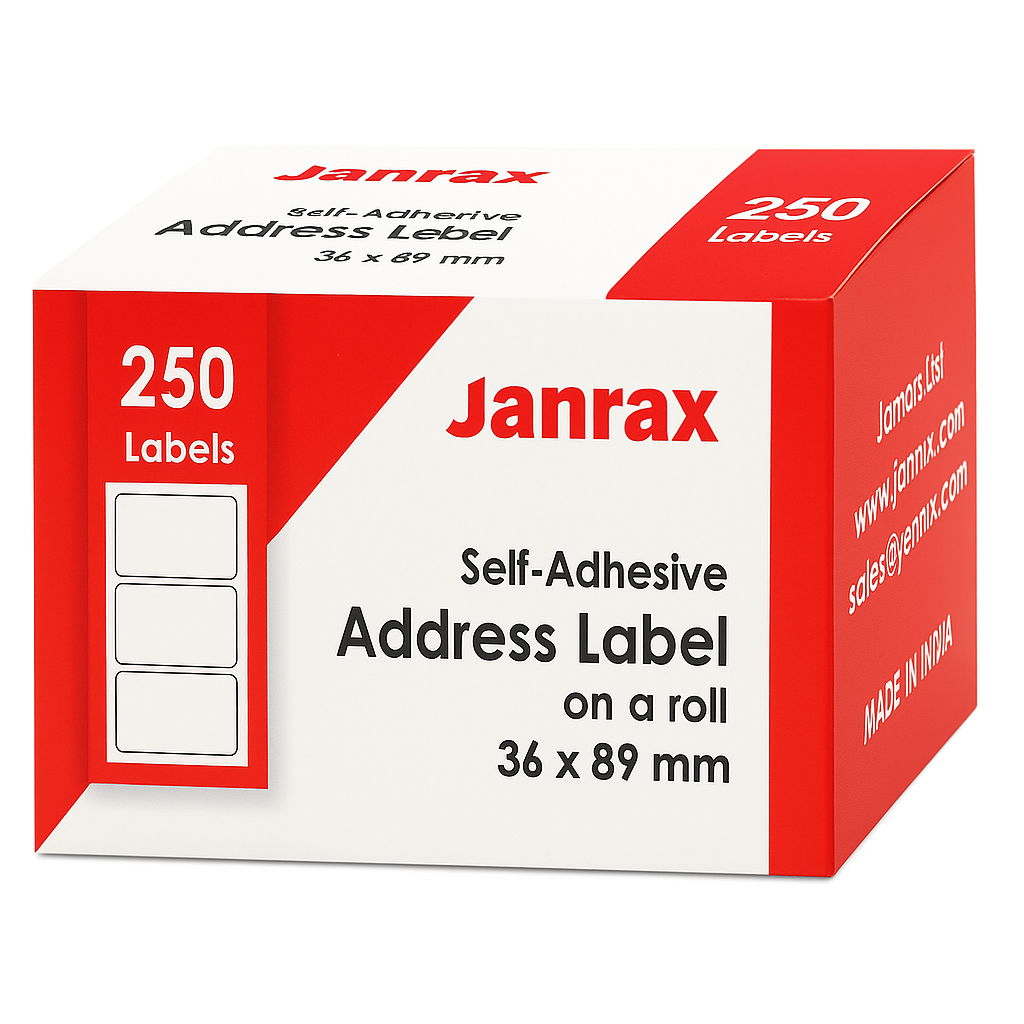 12 Rolls of 250 Self Adhesive Address Labels 36x89mm