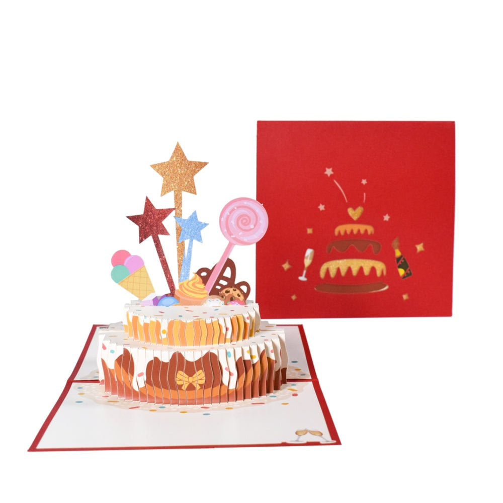 Red Cake and Sprinkles Design 3D Pop Up Birthday Card