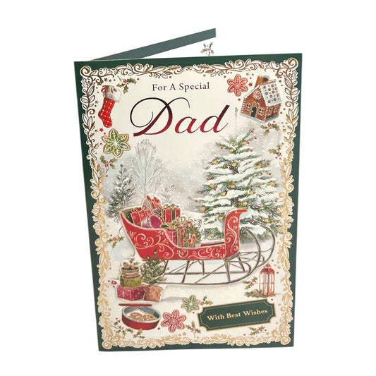For a Special Dad Sleigh with Gifts Christmas Card