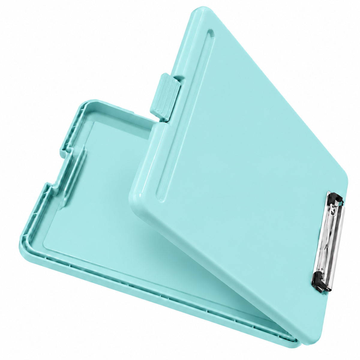 Pack of 10 A4 Pastel Blue Plastic Clipboard Box File - Storage Filing Case