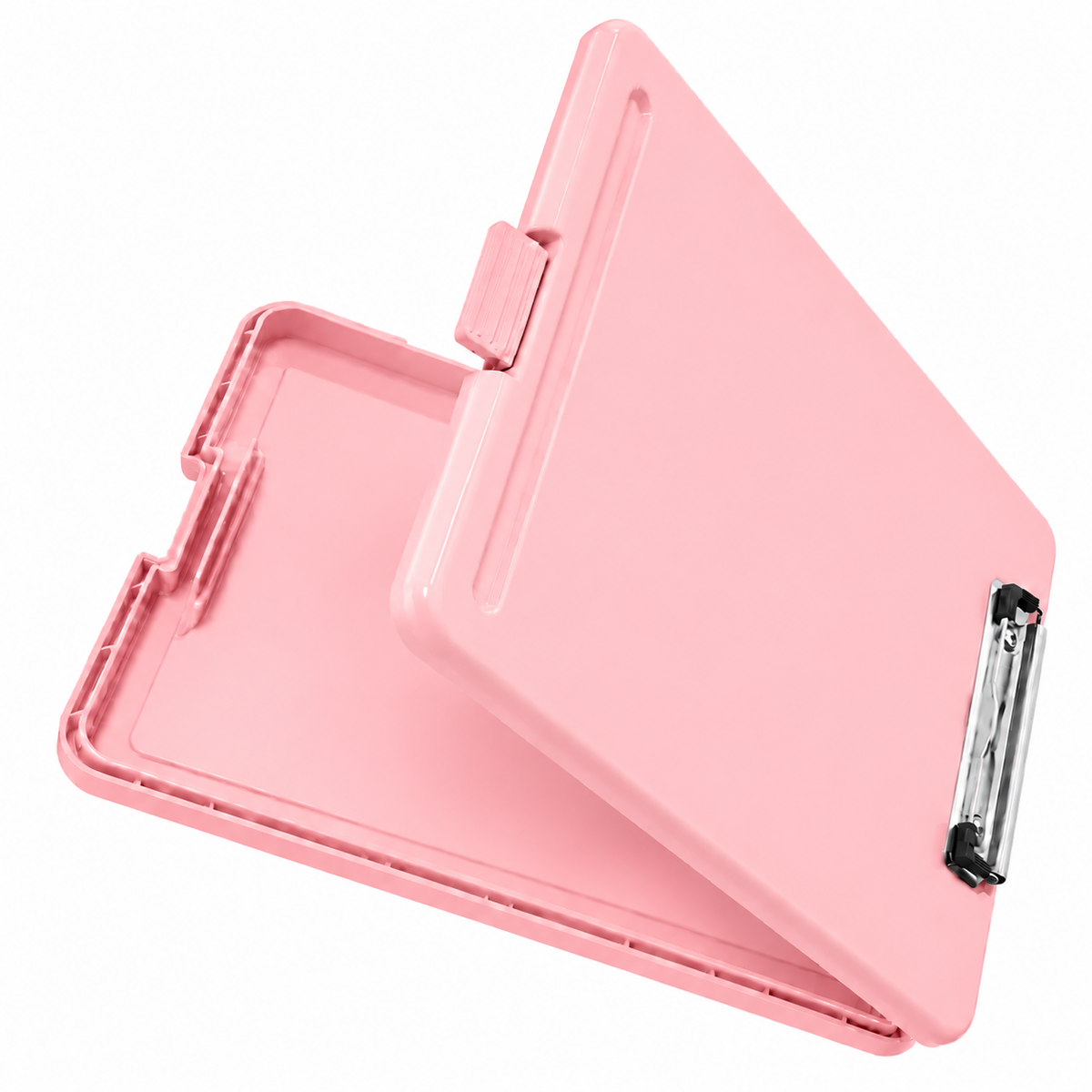 Pack of 5 A4 Pastel Pink Plastic Clipboard Box File - Storage Filing Case