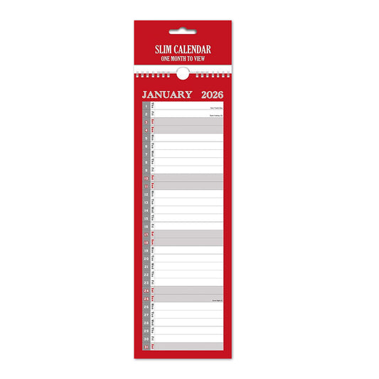 Slim Month To View Calendar 2026 – 143mm x 417mm
