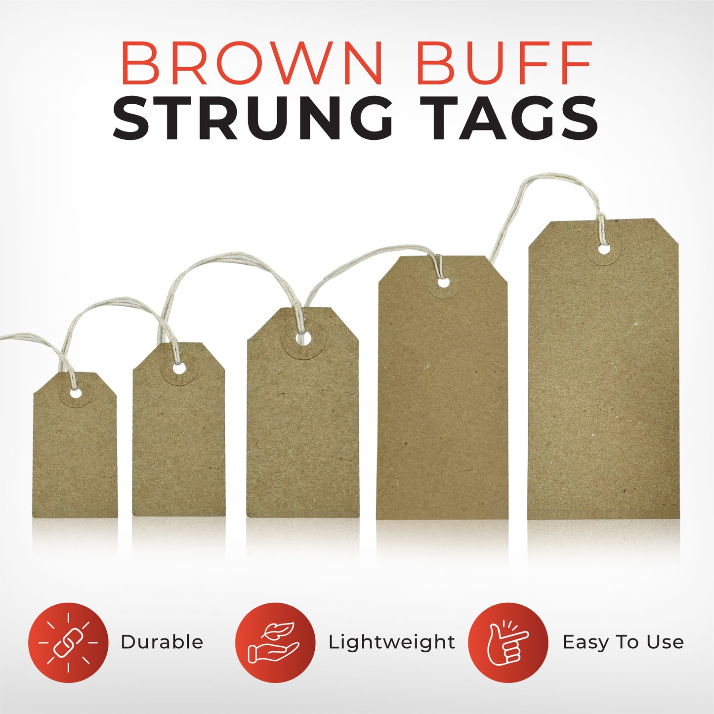 Pack of 50 Brown Buff Strung Tags 120mm x 60mm