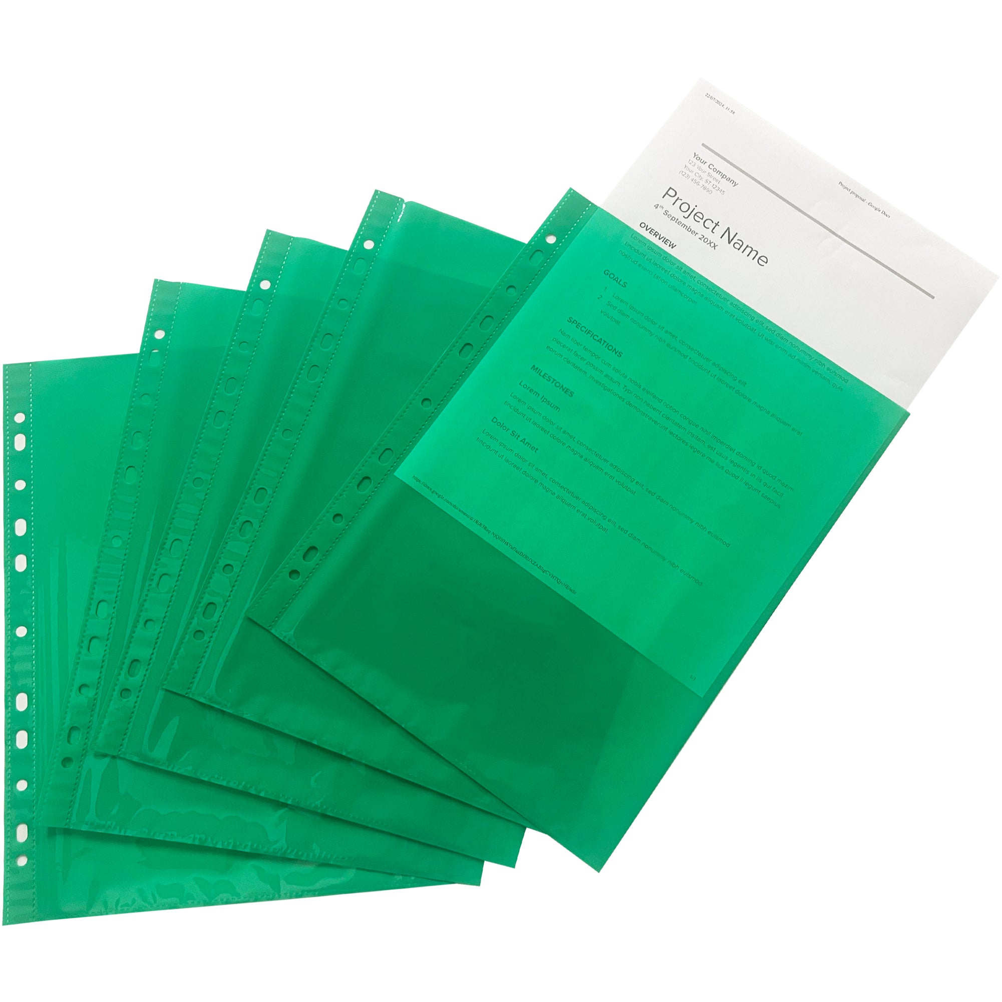 Pack of 50 A4 Green Punched Pockets by Janrax– Choice Wholesale