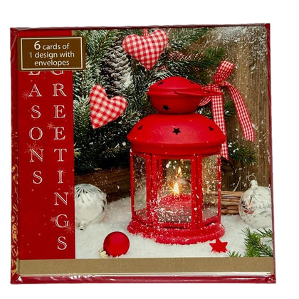 Pack of 6 'Red Lanterns' Design Christmas Cards