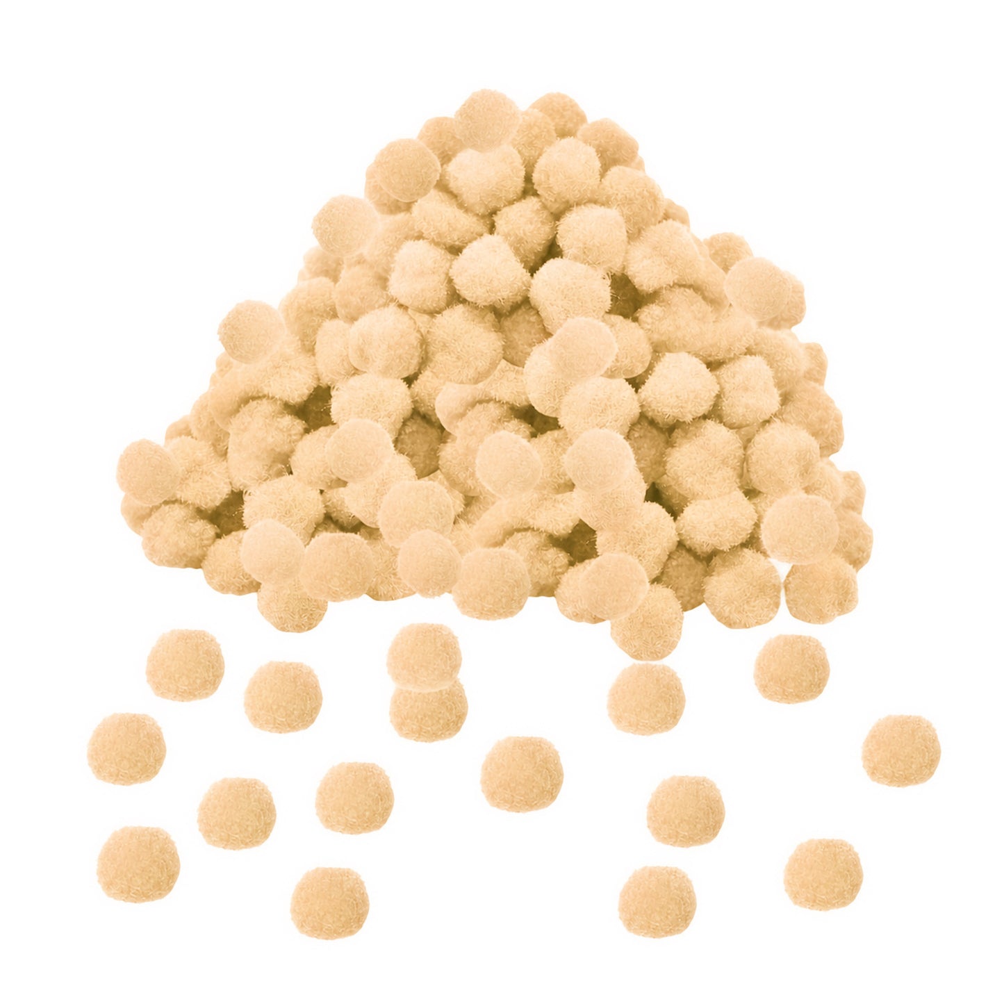 Pack of 250 Beige Pom Poms 1.5cm – Soft Fluffy Craft Balls