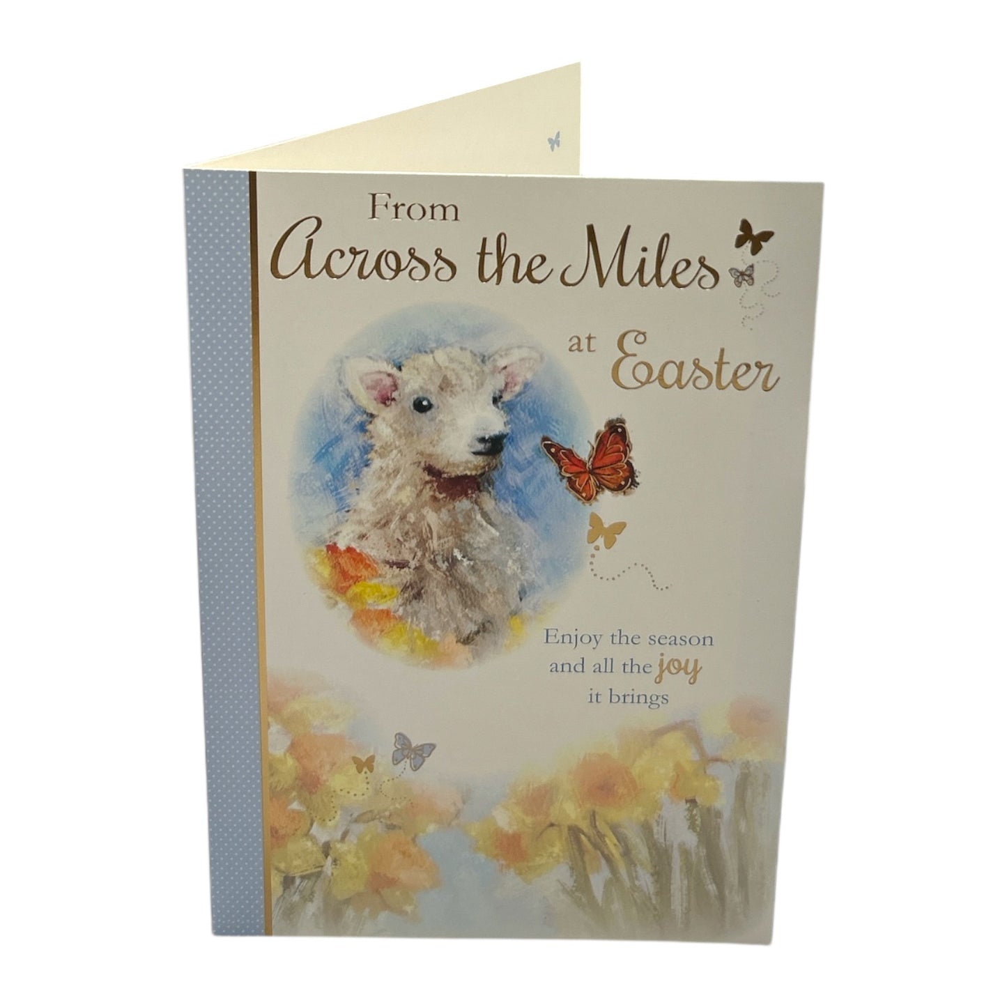 Across The Miles Cute Lamb Floral with Butterfly Design Easter Card