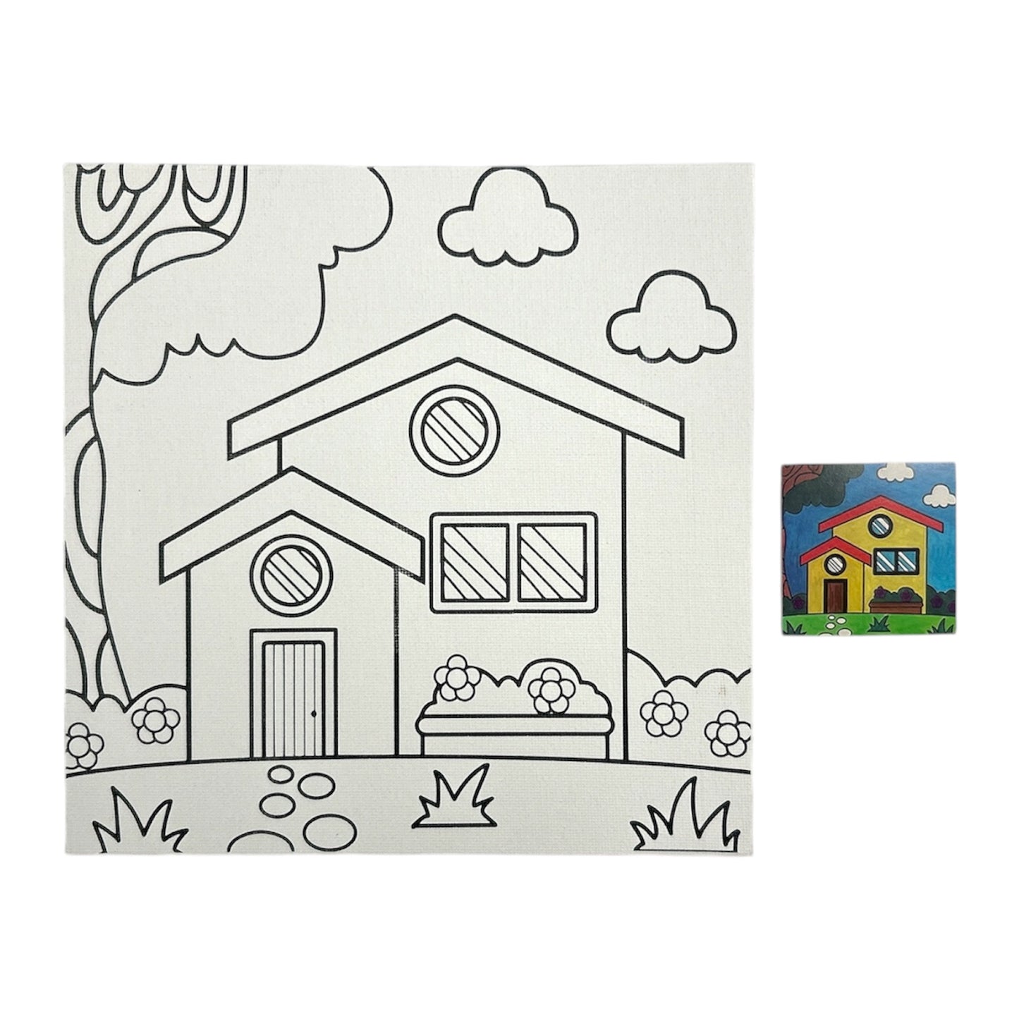 20 x 20cm Pre Drawn Outline Canvas Paint For Kids