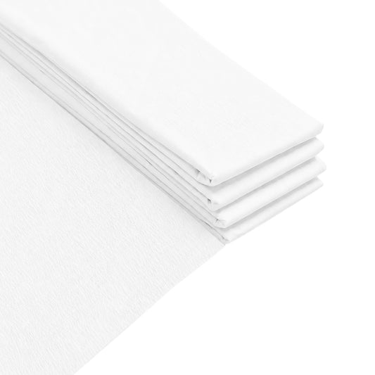 Pack of 10 White Crepe Paper Sheets 50cm x 2m 17GSM 35% Stretch Craft Paper