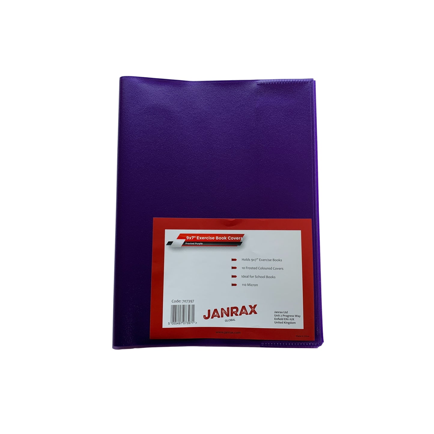 Pack of 10 9x7" Frosted Purple Exercise Book Covers