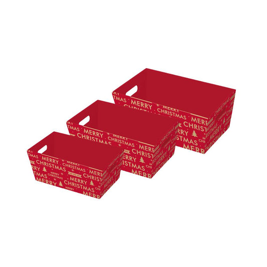3 Pieces Merry Christmas Kraft Hamper Trays