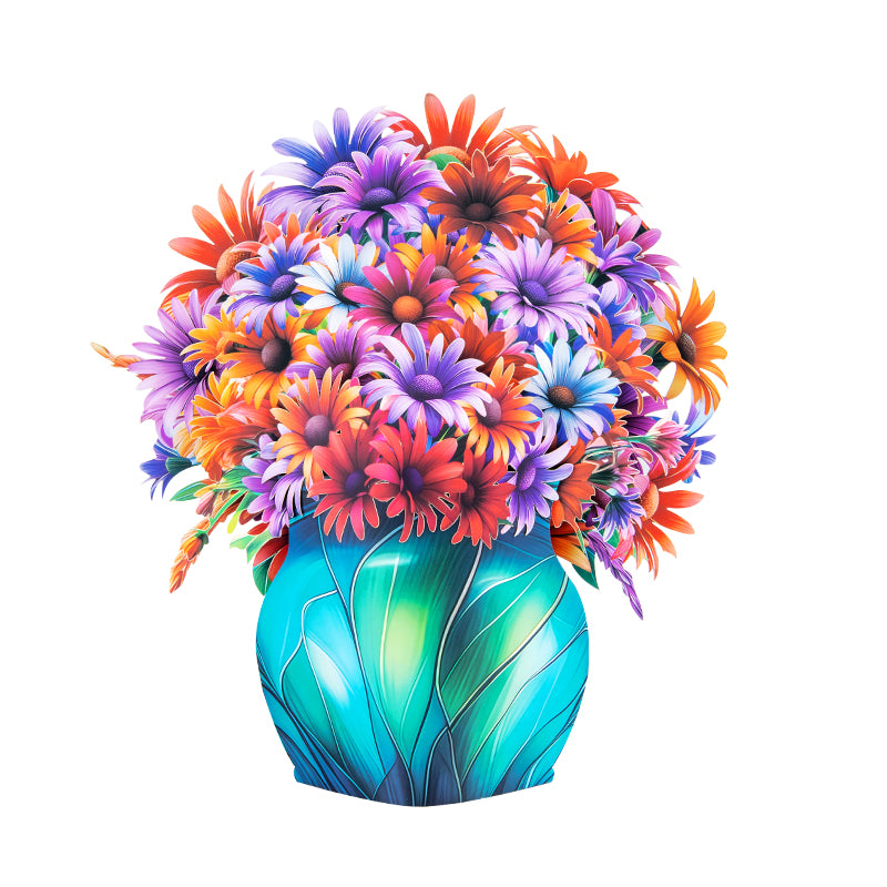 Daisy Delight Vibrant Pop Up Flower Vase Card